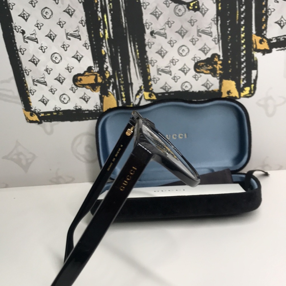 Luxury New Authentic Gucci GG1344O 005 Black Square Eyeglasses - Picture 10 of 14